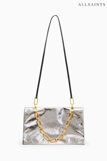 AllSaints Silver Akira Clutch Bag (Q59685) | £199