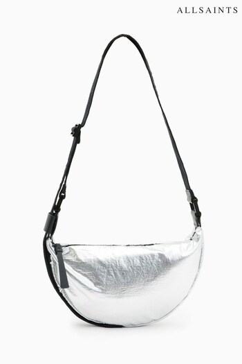 AllSaints Silver Half Moon Nylon XBody Bag (Q59697) | £89
