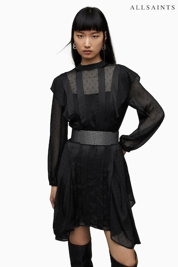 AllSaints Fleur Shim Black Dress (Q59729) | £239