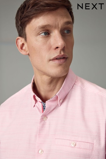 Pink Textured Trimmed Short Sleeve Shirt (Q59767) | £32
