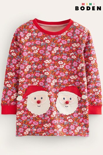 Boden Red Christmas Applique Santa Sweatshirt Tunic (Q59827) | £29 - £34