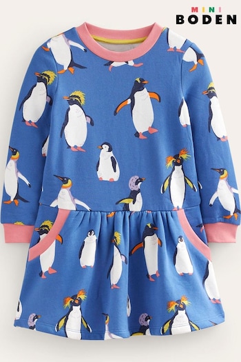 Boden Blue Christmas Cosy Printed Sweatshirt Dress (Q59843) | £27 - £32