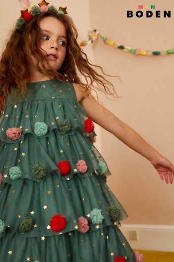 Boden Green Christmas Tree Tulle Dress (Q59859) | £60 - £61