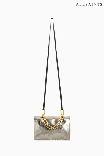 AllSaints Silver Yua Clutch Bag (Q59911) | £159