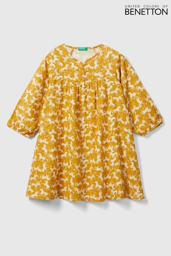Benetton Girls Yellow Cotton Dress (Q59926) | £40
