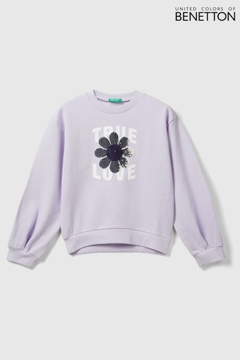 Benetton Girls Purple Long Sleeve Sweat Top Sweater (Q59927) | £26