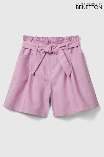 Benetton Girls Pink Linen Blend Shorts nery (Q59930) | £28