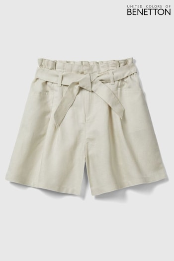 Benetton Girls Natural Linen Blend Shorts Cizme (Q59941) | £28