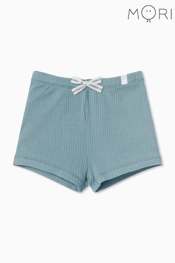 MORI Blue Organic Cotton Ribbed Shorts aydin (Q60112) | £13