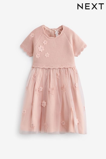 Pink 2-In-1 Embroidered Mesh Occasion Spa Dress (3mths-7yrs) (Q60370) | £25 - £29