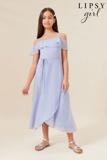 Lipsy Blue Teen Bardot Occasion Dress (10-16yrs) (Q60472) | £38 - £44