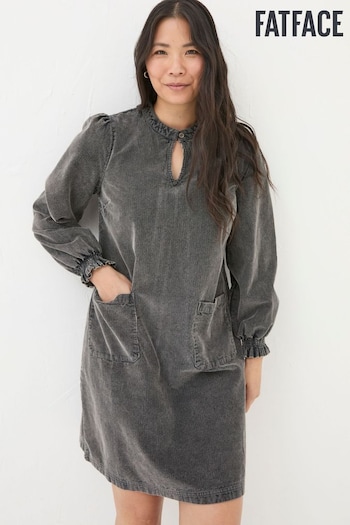 FatFace Fran Charcoal Grey Cord Tunic Dress (Q60477) | £69