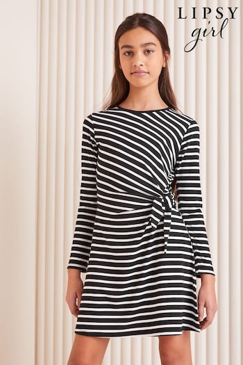 Lipsy Black/White Stripe Jersey Tie Side Dress (Q60500) | £28 - £36