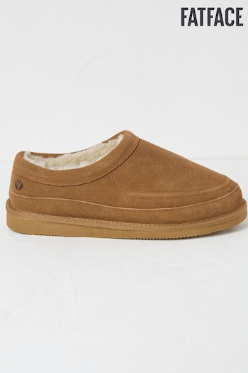 FatFace Lewis Tan Brown Suede Snug Mule Slippers (Q60524) | £42.50