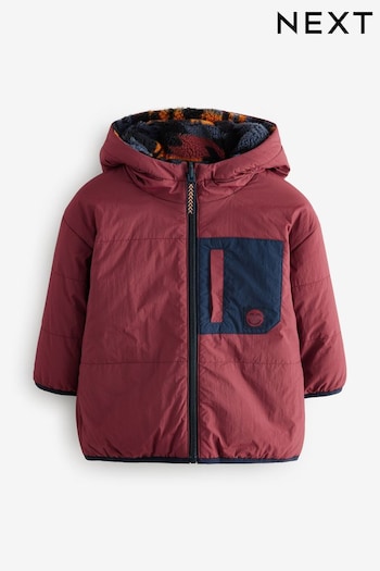 Burgundy Red Reversible Borg Jacket (3mths-7yrs) (Q60560) | £24 - £28