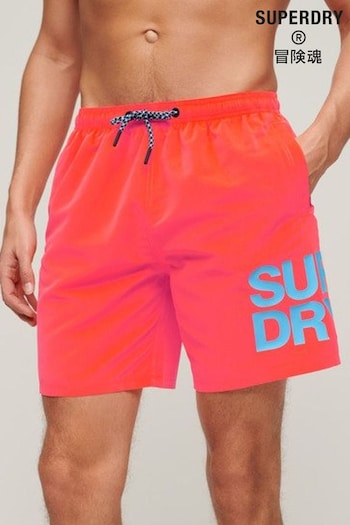 Superdry Pink Sportswear Logo 17-inch Recycled Swim Shorts (Q60735) | £40