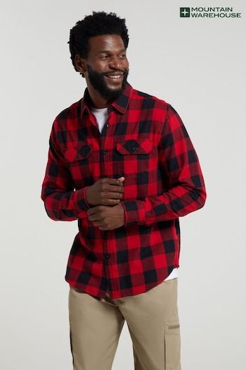 Mountain Warehouse Red Mens Trace Flannel Long Sleeve Shirt (Q60755) | £27