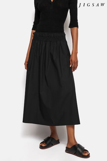 Jigsaw Cotton Poplin Black Skirt (Q60764) | £130