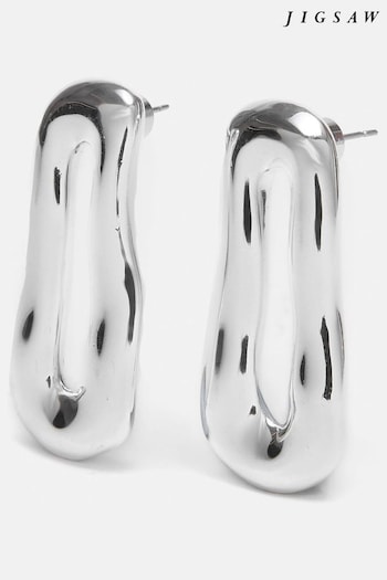 Jigsaw Silver Tone Organic Loop Earrings (Q60766) | £55