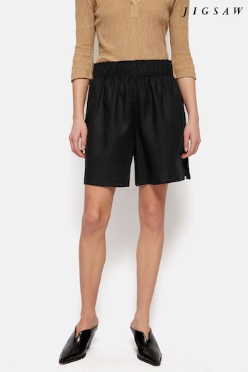 Jigsaw Linen Black Shorts (Q60778) | £65