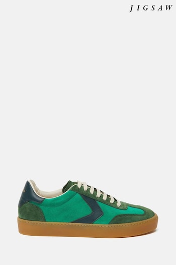 Jigsaw Green Portland Vintage Classic Trainers (Q60788) | £135