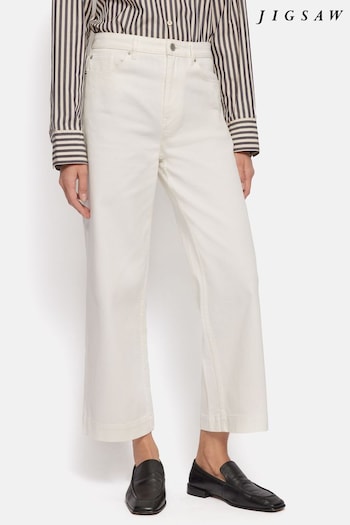 Jigsaw Tyne Wide Leg White Jeans (Q60790) | £95