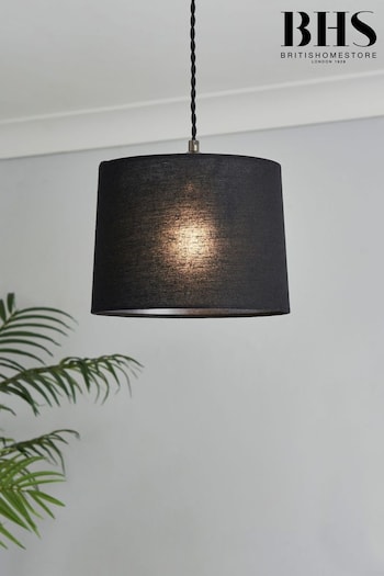 BHS Black Mira Linen Shade 25cm Ceiling Light (Q60839) | £20