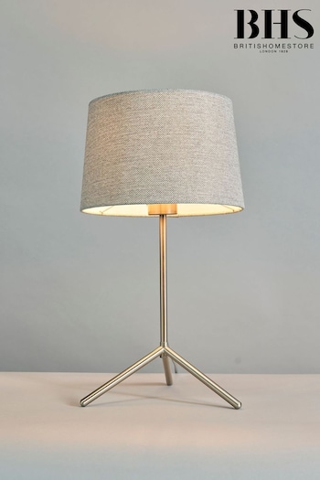 BHS Satin Nickel Stassy Tripod Feet Table Lamp (Q60864) | £45