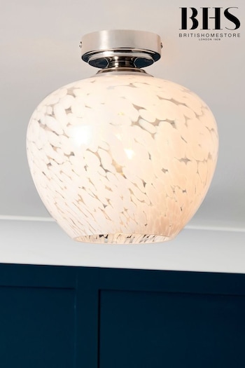 BHS Nickel Agnes Flakestone Semi Flush Ceiling Light (Q60879) | £65
