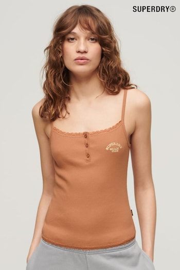 Superdry Brown Athletic Essentials Button Down Cami Top (Q60962) | £20