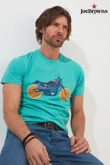 Joe Browns Blue Citrus Fruit Motorbike Graphic Crew Neck Short Sleeve T-Shirt (Q61283) | £27