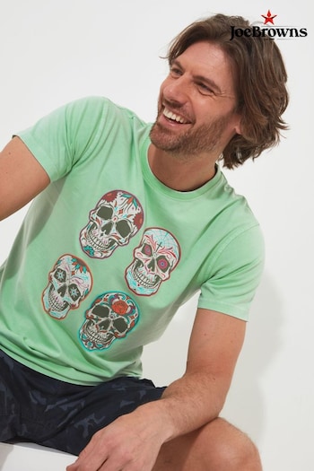 Joe Browns Green Sugar Skull Graphic Crew Neck Short Sleeve T-Shirt (Q61292) | £27