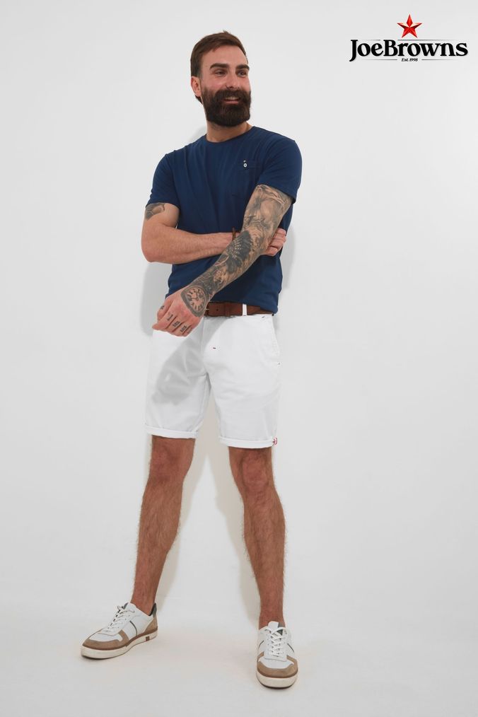 Men s White Chino Shorts White Stretch Chinos Shorts Next UK
