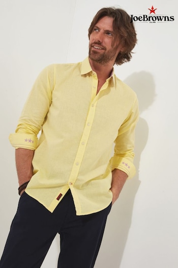 Joe Browns Yellow Linen Blend Long Sleeve Classic Collared Shirt (Q61309) | £40