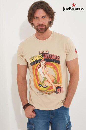 Joe Browns Cream Vintage Pin Up Vinyl Graphic Crew Neck Short Sleeve T-Shirt (Q61310) | £27