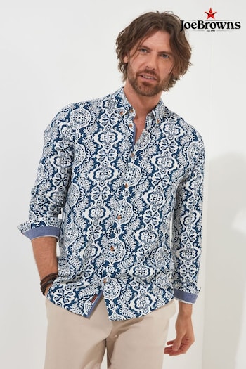 Joe Browns Blue Button Down Collar Abstract Printed Long Sleeve Shirt (Q61312) | £45