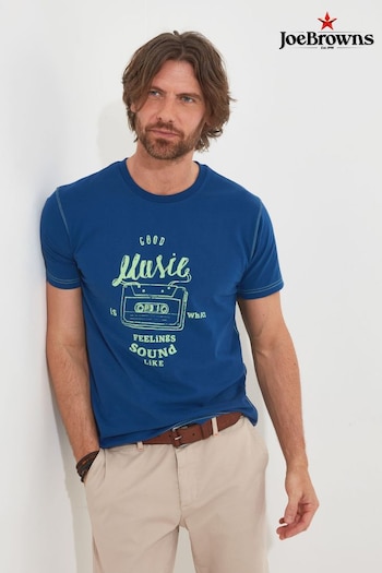Joe Browns Blue Good Music Slogan Graphic Crew Neck Short Sleeve T-Shirt (Q61315) | £29