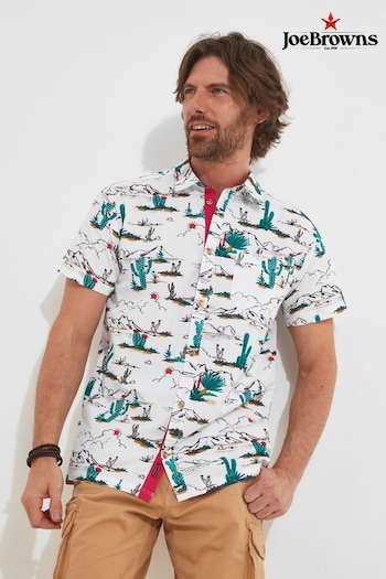Joe Browns White Cactus Short Sleeve Open Flat Collar Shirt (Q61321) | £43