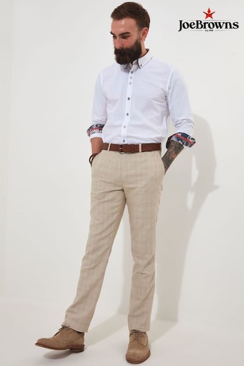 Joe Browns Cream Regular Fit Check Straight Leg Suit: Trousers ribbed (Q61338) | £74