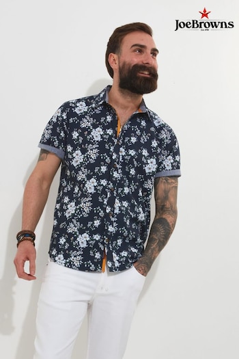 Joe Browns Blue Summer Daisy Floral Button Collar Shirt (Q61343) | £43