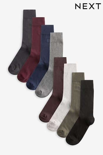 Core Grey/Green/Red 8 Pack Embroidered Lasting Fresh Socks (Q61814) | £22