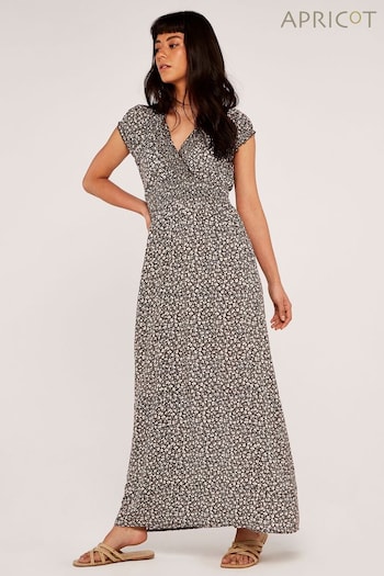 Apricot Black/White Ditsy Smocked Maxi Dress (Q62312) | £35