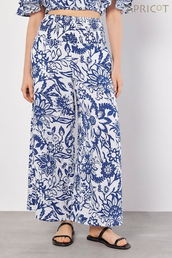 Apricot Blue Floral Print Palazzo Trousers (Q62349) | £35