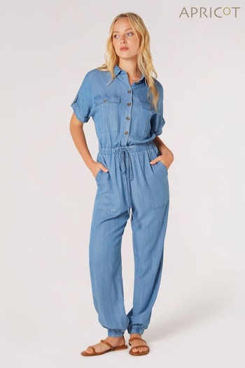 Apricot Mid Blue Wash Denim Boiler Jumpsuit (Q62350) | £49