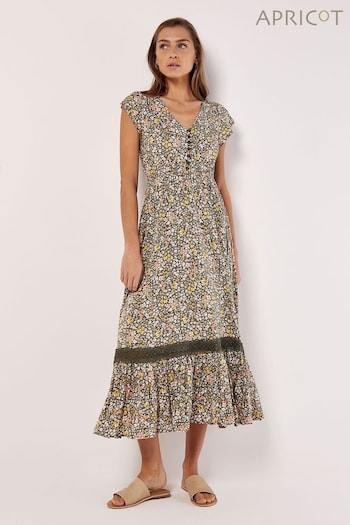 Apricot Green Ditsy Floral Maxi Dress (Q62362) | £45