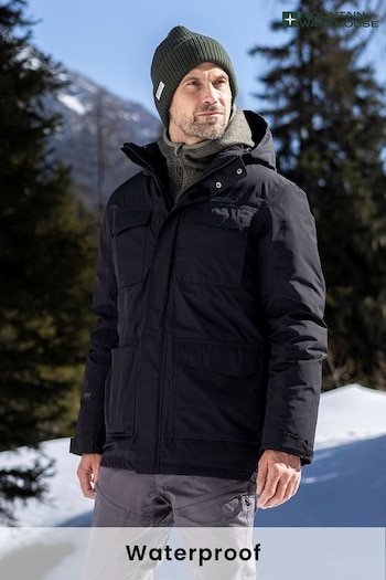 Mountain Warehouse Black Concord Mens Waterproof Extreme Down Long Jacket (Q62384) | £160