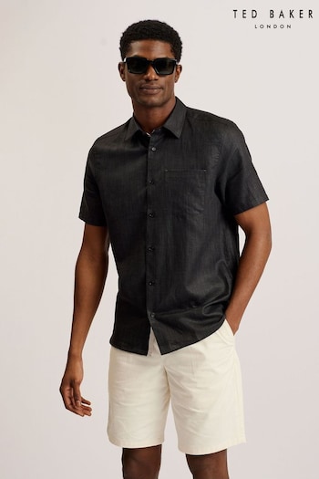 Ted Baker Black Linen Palomas Shirt (Q62528) | £85