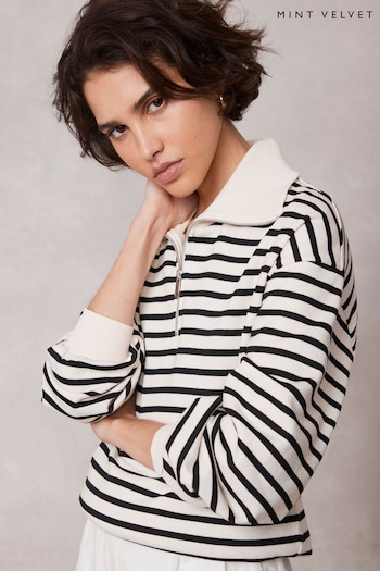 Mint Velvet Cream Striped Cotton Sweatshirt (Q62549) | £79