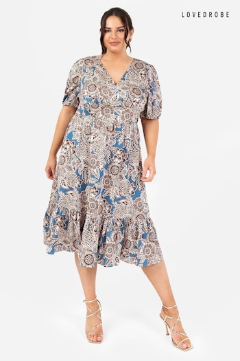 Lovedrobe Tiered Hem Puff Sleeve Midi Dress (Q62596) | £45