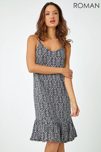 Roman Black Aztec Print Strappy Stretch Dress (Q62609) | £36